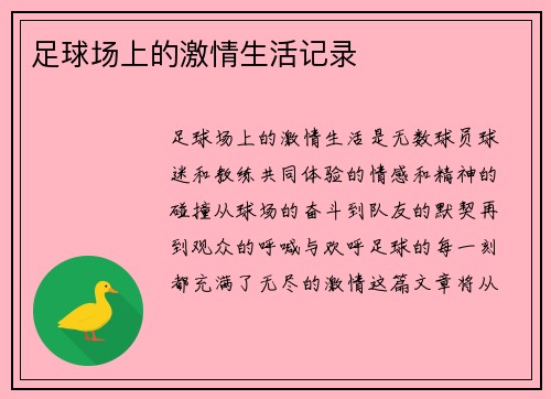 足球场上的激情生活记录